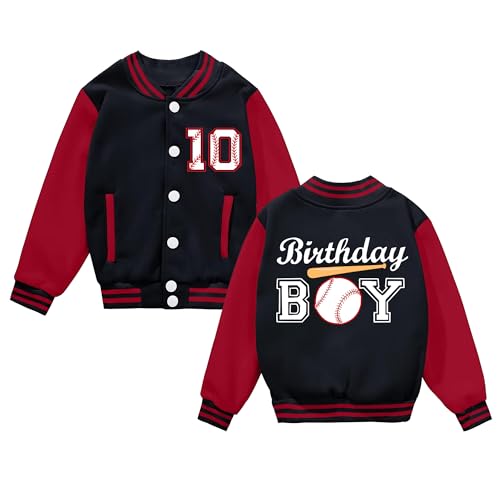 Kids Varsity Jacket Boys 6-10 Year Old Birthday Baseball Jacket Lightweight Bomber Coat Birthday Outfit