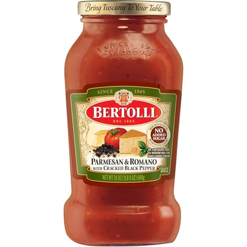 Image of Bertolli Pasta Sauce with Parmesan and Romano Cheeses and Black Pepper, Spaghetti Tomato Sauce, 24 oz