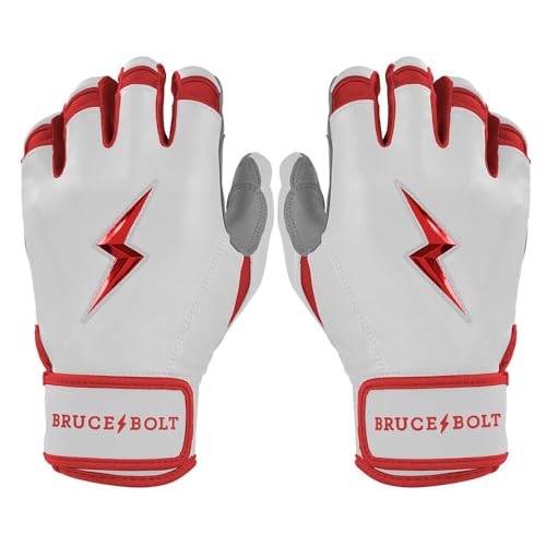 BRUCE BOLT Chrome Series Short Cuff Red Batting Glove - Red Youth XLarge