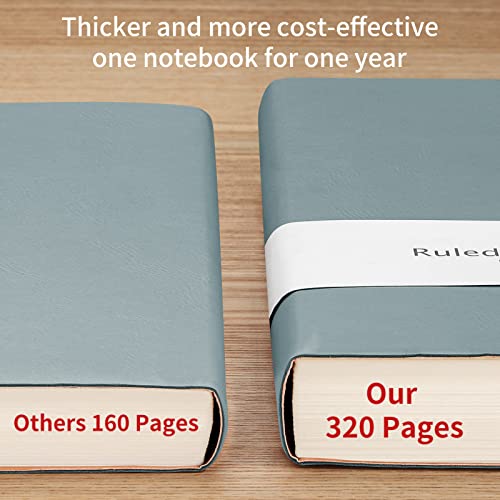 Hiukooka College Ruled Lined Journal Notebook- 320 Pages A4 Softcover Large Journal, 8.5''×11'', 100Gsm Thick Paper, Leather Journal For Writing Office School Business, Inner Pocket - Grayblue #TOP2