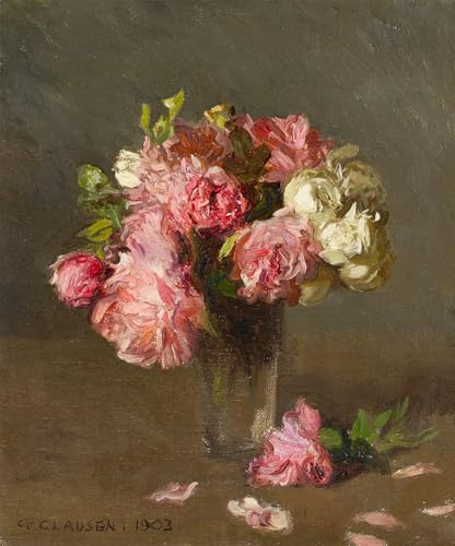 Peinture d'art d'affiche Roses dans un vase George Clausen style urbain chic