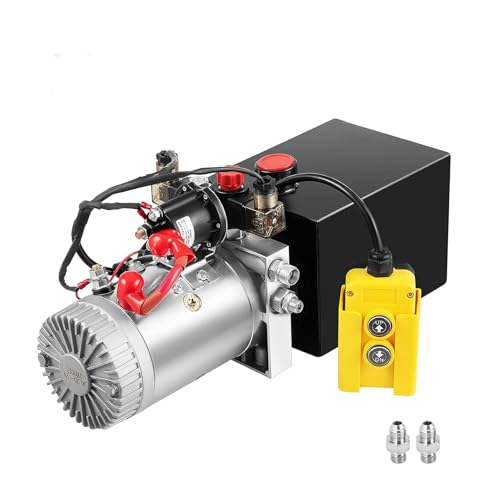 12V Double Acting Hydraulic Pump Power Unit, Heavy Duty Industrial Hydraulic Power Pack with 10 Quart Metal Reservoir, High Pressure DC Hydraulic Unit for Dump Trailers, Log Splitters, Lifts