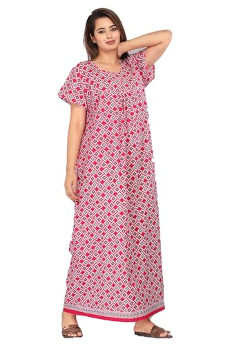 Image of Monique Brand 100% Pure Cotton Nighty for Woman | Floral Gown for Women Night Wear | Cotton Nighty for Women Stylish | Maxi for Women Cotton