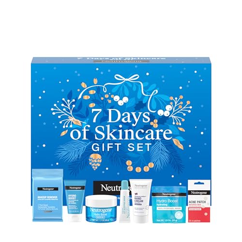 Neutrogena 7 Days of Skincare Set ($56.00 Value), Daily Skin Care Essentials – Face Wash, Facial Moisturizer, Makeup Remover Wipes, Pimple Patches & More, 7 Full & Travel Size Toiletries