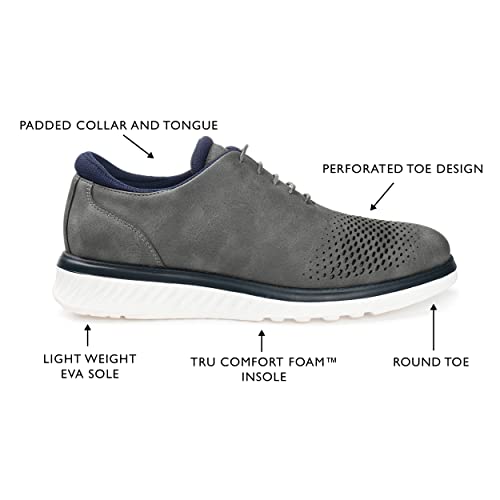 Vance Co. Men's Demar Tru Comfort Foam Lace-up Casual Dress Shoe - Grey, Size: 102
