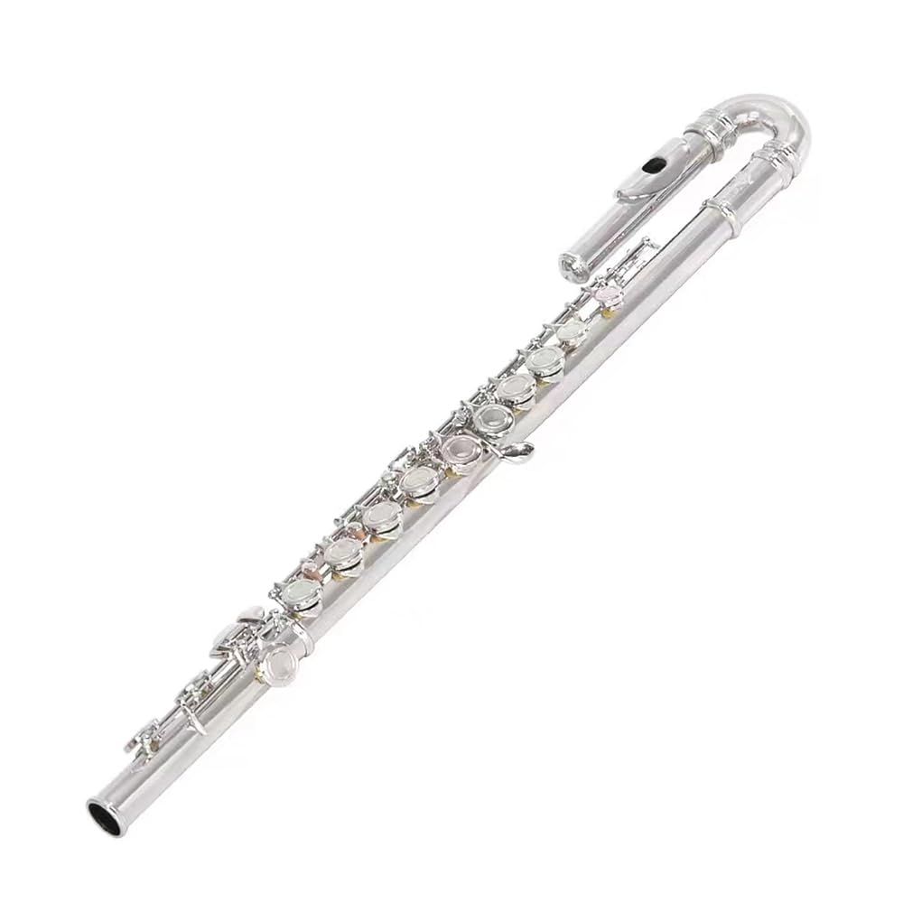 HCZKIUJY 16-Hole Closed Silver-Plated Flute, for Beginners/Exams/Band Performances/Festivals,B (B)