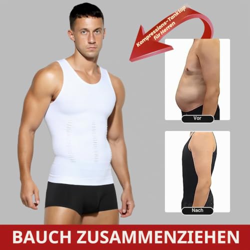 Casey Kevin Kompressionsshirt Herren | Bauchweg Unterhemd Herren | Shapewear | Body Shaper | Tank Top Ärmellos, S-XXL