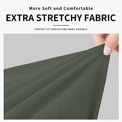 Image of Easy-Going Waterproof 2 Pieces Chair Cover Couch Covers for Sofa | Stretch Spandex Sofa Cover Protector Elastic Bottom for Cushion Couch Dog Pet Friendly Living Room Grayish Green
