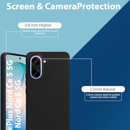 Image of LIRAMARK Liquid Silicone Soft Back Cover Case for OnePlus Nord CE 5 5G| Soft Micro-Fibre Lining Inside | Camera Protection Bump (Black)