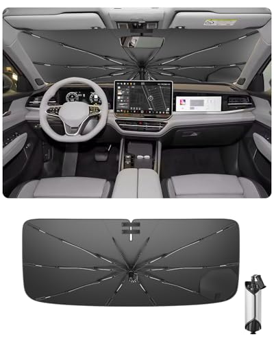 Ruiya Sonnenschutz Auto Frontscheibe Kompatibel mit VW Passat B9 2024 2025 2026 Wärmeisolierender Sonnenschirm Faltbarer Auto Windschutzscheibe Sonnenschirm Regenschirm UV-Schutz Frontscheibe