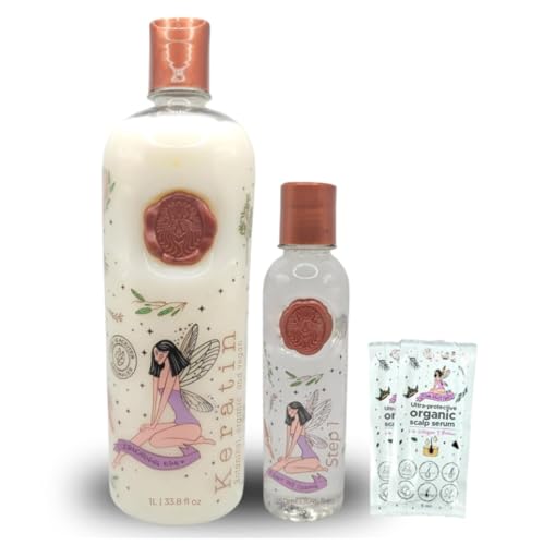 MAIKE AMOUR Keratina Organica 1 LITRO - 12 Aceites Naturales and Aminoacids for shine, softness and nutrition. | Organic Keratin WITHOUT Formol WITHOUT Amoniaco | Keratin to straighten hair.