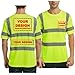 Custom Logo High Visibility Shirts for Men Class 2 Reflective Safety T Shirts with Pocket Yellow Short Sleeve