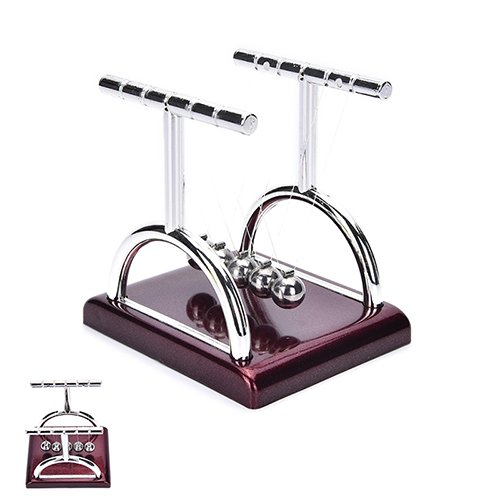 GOSONO 2pcs 13x11x13cm Development Educational Desk Gift Newtons Cradle Steel Balance Ball Physics Science Pendulum (2pcs 13x11x13cm T shape) - Thumbnail 4