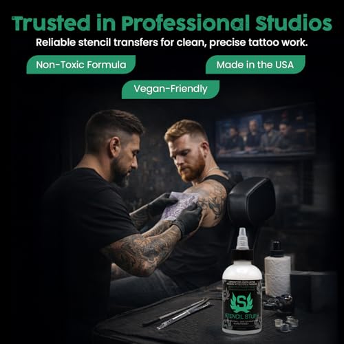 Stencil Stuff Tattoo Stencil Transfer Gel – 4oz Tattoo Stencil Transfer Solution – Vegan-Friendly Stencil Gel – Fast-Drying and Long-Lasting – Clean and Easy Application