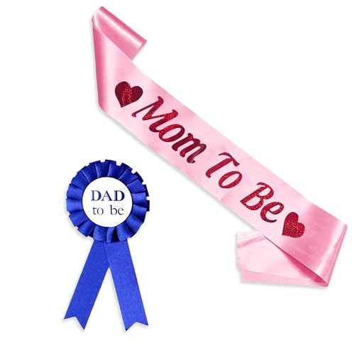 Image of WOBBOX Baby Shower Pink Sash Daddy to Be Mom to Be