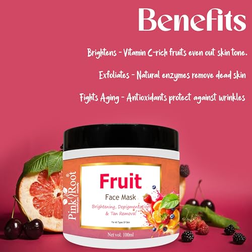 Image of Pink Root Mix Fruit Cream Mask 100ml, Enriched with Vitamin E, Aloe Vera Extract for Removing dead cells & Nourishing Skin