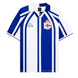 Kappa - Camiseta de Fútbol Retro Unisex, Colección Pompeii x Deportivo, Diseño Azul y Blanco, Estilo Deportivo y Casual.