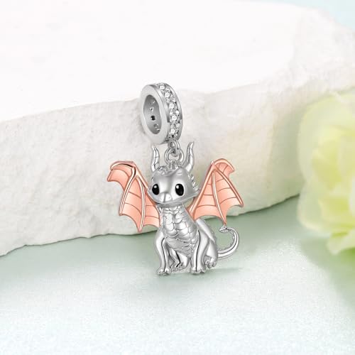 Cute Animals Charms 925 Sterling Silver Highland Cow/Dragon/Axolotl/Raccoon/Whale/Turtle/Cardinal/Hummingbird Charms for Bracelets for Women Cute Animal Charm Beads for Jewelry Making4
