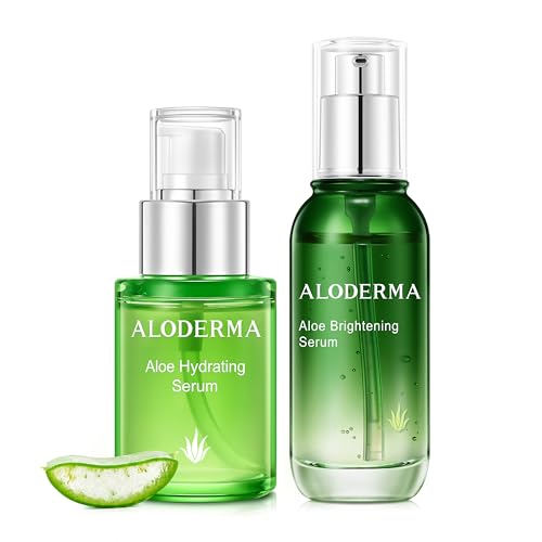 Aloderma Aloe Face Serums Set, 2 Pieces - Hydrating Serum, Brightening Serum