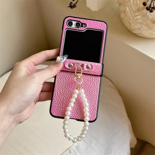 Coque Galaxy Z Flip 3 5G antichoc en cuir avec chaîne anti-chute
