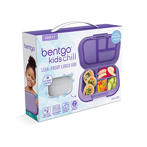 Bentgo® Kids Chill Lunch Box - Bento-Style Lunch Solution With 4 Compartments And Removable Ice Pack For Meals And Snacks On-The-Go - Leak-Proof, Dishwasher Safe, Patented Design (Purple) #TOP7