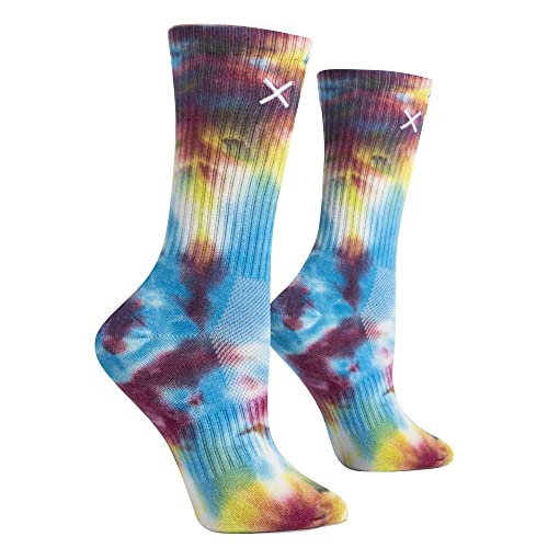 Image of Odd Sox - Basix Unisex Tie Dye Collection Crew Socks - Soft Cotton Blend, Breathable Cushioned Fit, Medium & Large Sizes