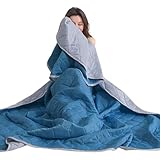 Aodejoy Kühldecke Sommerdecke,Ice Silk Cooling Blanket,Dünne Einfarbige Leicht Kühlfasern doppelseitige Selbstkühlende Decke Sommerkühldecken Atmungsaktive Weiche Wohndecke Reisedecke-blau 150x200cm