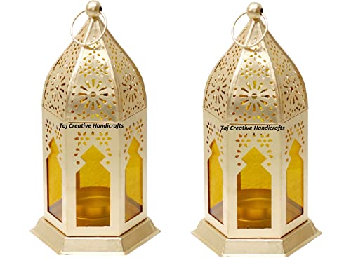 Metal Lantern Hanging Moroccan T-Light Holder - Pack of 2 (9 x 9 ...