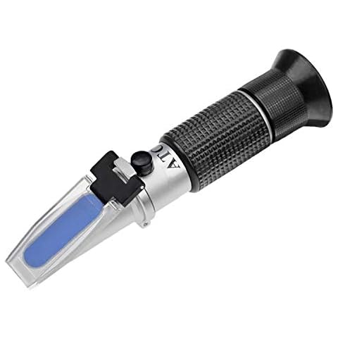 HHTEC Antifreeze Refractometer, Antifreeze Battery Cleaning Fluid, Ethylene Glycol: -60°C - 0°C, 0-66.6% Vol, Propylene Glycol: -50°C - 0°C, 0-62.4% Vol, Battery Liquids: 1100-1400sg Cover