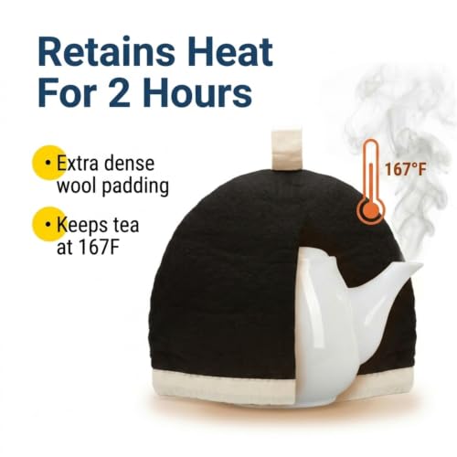 Image of Glaciart One Wool Teapot Cozy Kettle Cover | Dome Shaped Large Tea Cosy, Kettle or French Press | Handmade & Needle Felted from Natural Wool | Warms Up to 2 Hours | Great as Gift