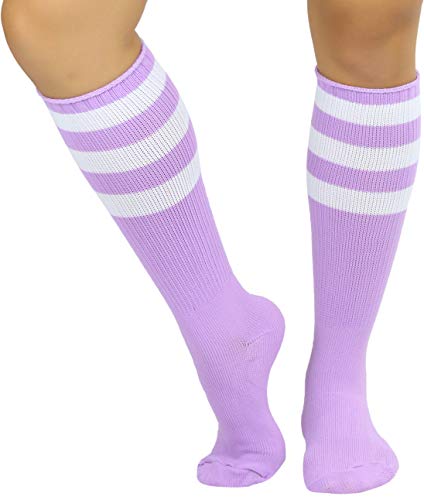 Image of ToBeInStyle Women's Premium Below Knee Athletic Socks w /Contrasting Wide Stripes