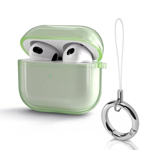 ZENIX DESIGN TECH airpods ��3���� �p �P�[�X �X�g���b�v�t�� �N���A TPU ���� �y�� �ی� ���C�����X�[�d �Ή� ZX-clearpods (�O���[��)