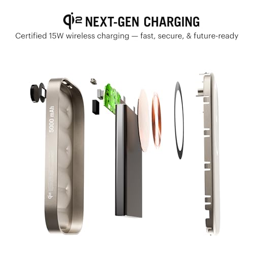 Image of DailyObjects Loop Qi2 Certified Mag-Safe Compatible Aluminium Wireless Power Bank|5000 Mah|Fast Charging 20W|Compatible with Samsung /OnePlus /iPhone 12 /13 /14 /15 /16 /Pro Max|Sleek & Light- Titanium