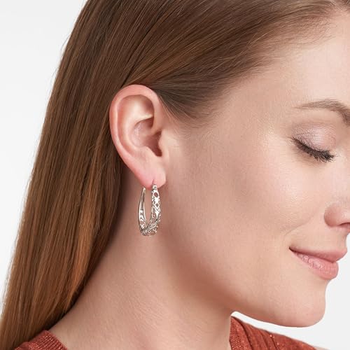 Amazon Essentials Sterling Silver Filigree Oval Hoop Earrings (previously Amazon Collection)3