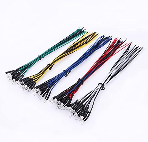 YIXISI 100 Pièces 3mm Diode Ampoule LED Câblé, 12V 20cm Diode