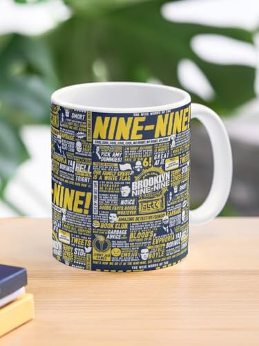 Image of Wise Words of the Nine-Nine 330ml Ceramic Mug - Brooklyn Comedy Quote Printed Coffee Cup - Microwave Safe Dishwasher Friendly - Fun Gift for Sitcom Fans Home Office Daily Use