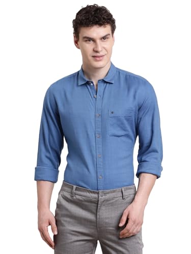 Image of Turtle Men Slim Fit Printed Cotton Lyocell Casual Shirt