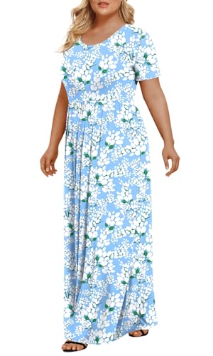 Image of LONGYUAN Women's Plus Size Maxi Dresses Summer Short Sleeve Casual Long Dress 2026 XL-6XL