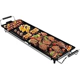 MAISON HUIS Elektrische Grillplatte 1800W, Elektrogrill mit Antihaftbeschichtung, 70 x 23 cm, Tischgrill 5-stufig einstellbare Temperatur, Teppanyaki Tischgrill