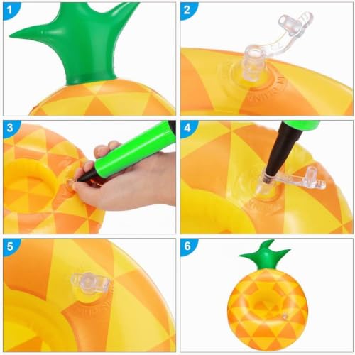 Miniatura 3 de Soporte Inflable Para Bebidas, Fyvadio 9 Piezas Flotador Inflable Posavasos Para Bebidas Con 1 Bomba De Aire Libre, Soporte Flotante De Baño Para Fiesta De Piscina Playa Mini Juguetes Hinchables