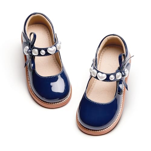 Image of GINFIVE Toddler Girls Dress Shoes Little Kids Flats School Mary Janes Shoes