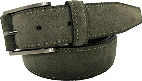 MENS BELT ITALIAN CONTRAST STITCH SUEDE BELT 35MM