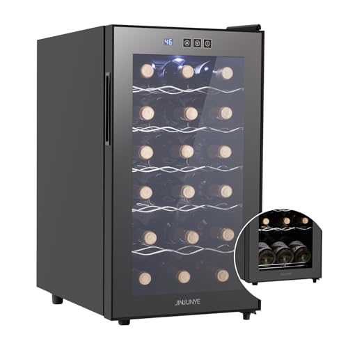 JINJUNYE 15-18 Bottle Wine Fridge, Wine Cooler with Temperature Control, Wine Refrigerator Glass Door for Red White Wine, Champagne, Sparking, Beer, Gift for Wine Lover