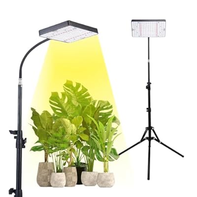 Grocruiser Grow Light with Stand, 200W Full Spectrum Floor Grow Light, Plant Lights for Indoor Growing with Adjustable Tripod Stand 12-48 Inch, Small Grow Lamp with On/Off Switch Daisy Chain Function
