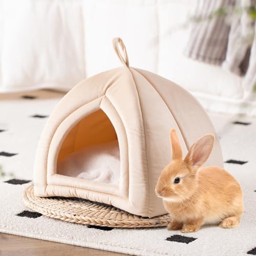 KASENTEX Cozy Small Pet Bed - Ultra Soft Plush Cushion for Cats and Small Animals, Washable Sleeping Pad, Perfect for Indoor Pets, 11 Inches, Beige Ca