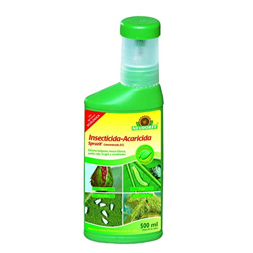 Neudorff Insecticida-Acaricida Concentrado RTU Spruzit®, JED y Agricultura Ecológica, Especial Huevos, Larvas y Adultos de Pulgones, Mosca Blanca, Araña Roja, Cochinillas (500 ml)