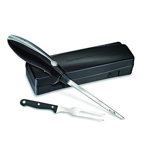 Hamilton Beach Electric Knife for Carving Meats, Poultry, Bread, Crafting Foam and More, Storage Case and Serving Fork Included, Black