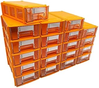 Plastic Storage Drawers Set of 20, Stackable Storage Drawers for Craft Screws Small Parts Organizers and Storage with Dividers and Paper Labels(ORANGE)