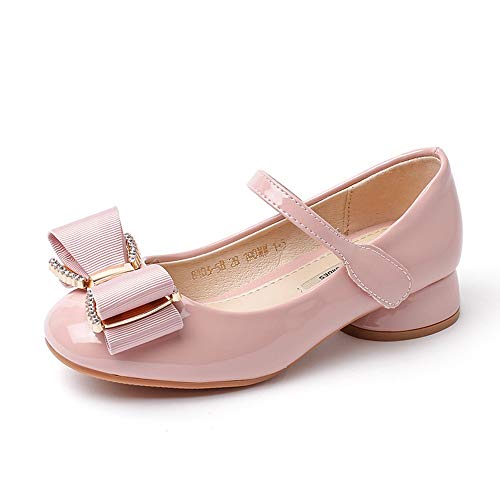 Girls Bowknot Rhinestone Flower Low-Heels Girls Dress Flats Shoes Rhinestone Princess Leather Shoes Girl Sandals Mary Jane Shoes