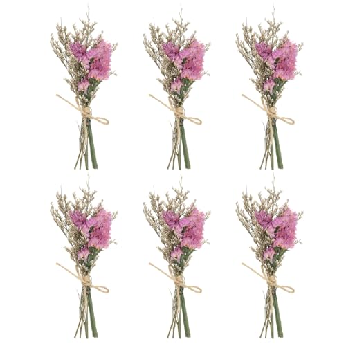 PATIKIL Mini Ramo de Flores Secas, 6 Pzas de Nomeolvides Natural con Tallo Decoración de Flor Boho Planta Floral para Manualidades DIY Accesorios de Foto Regalo Decoración de Boda, Rosa